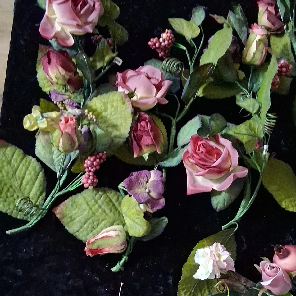 Lot of 12 Pink Rose Floral Garland Strands Faux Flower Wedding Decor 13.5